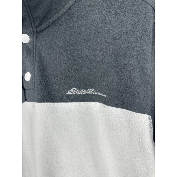 Eddie Bauer Mens Gray & White Fleece Snap Pullover Size M - Picture 2 of 10